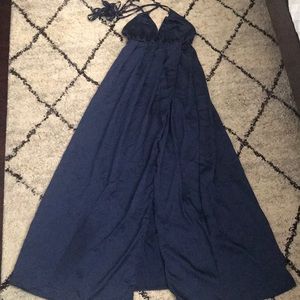 Navy slit dress